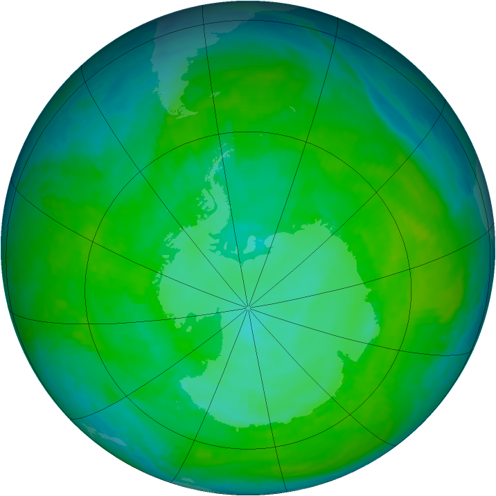 Antarctic ozone map for 18 December 2000